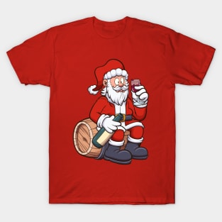 Santa Claus Drinking Wine T-Shirt